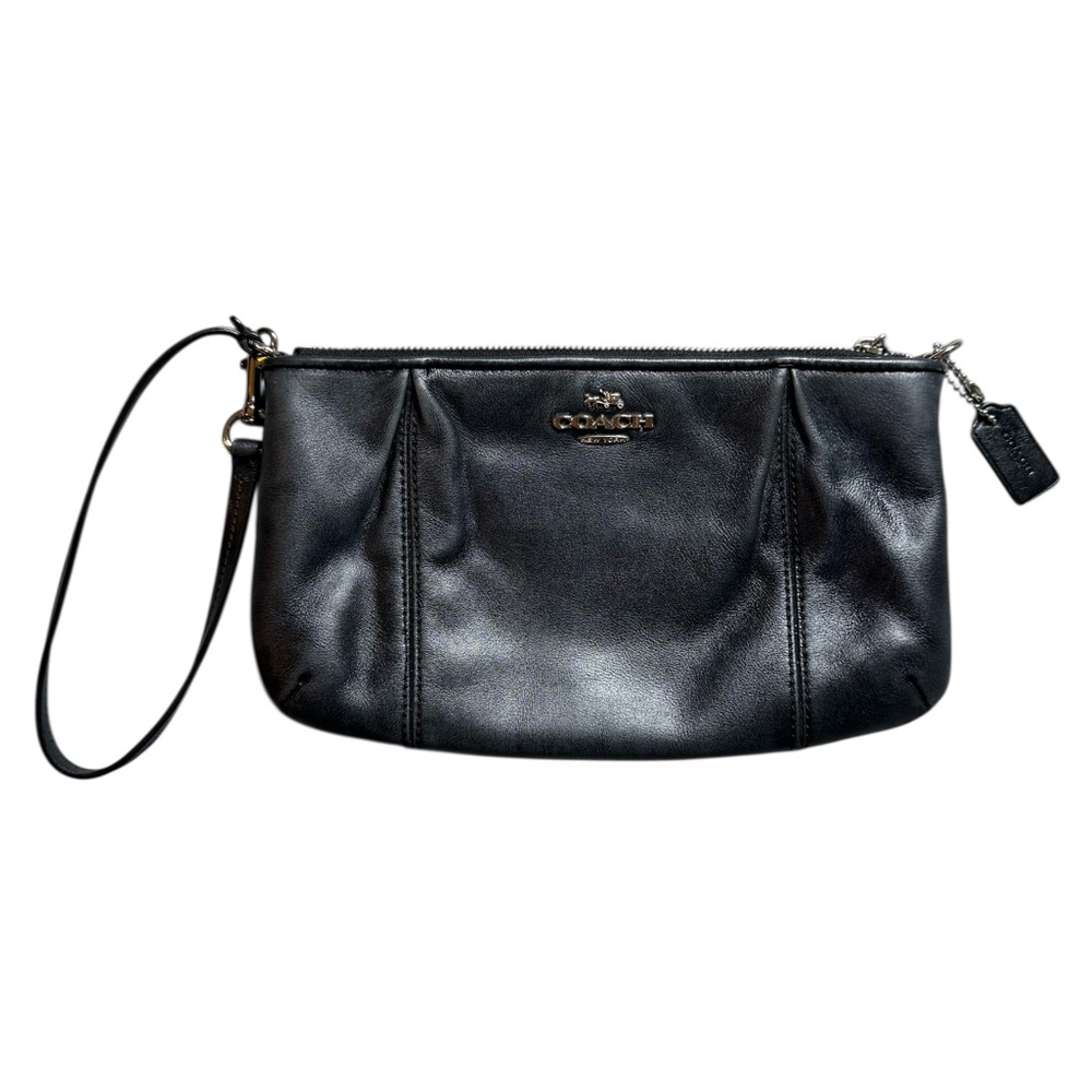 Coach Black Colette Leather Wristlet Clutch with Credit card slots F52153
